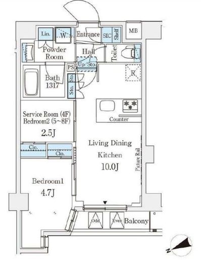 アジールコート山手動坂　802号室　間取り