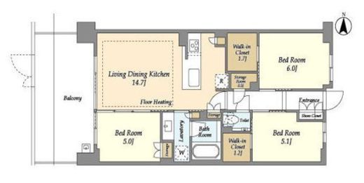 ドゥーエ町屋　102号室　間取り