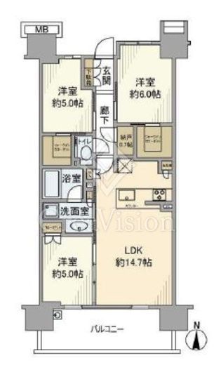 シティテラス赤羽THE EAST　1214号室　間取り