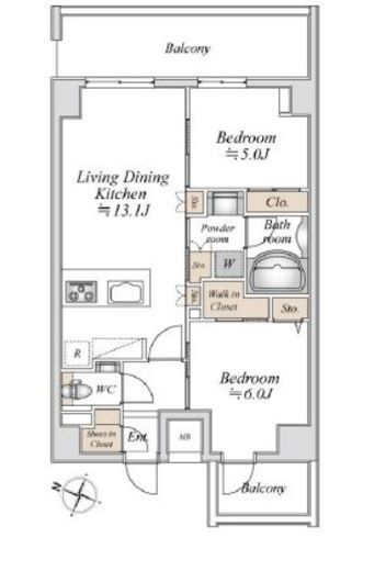 板橋本町ステーションレジデンス　1305号室　間取り