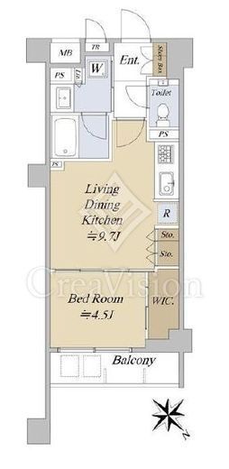 シティテラス文京小石川　2F1号室　間取り