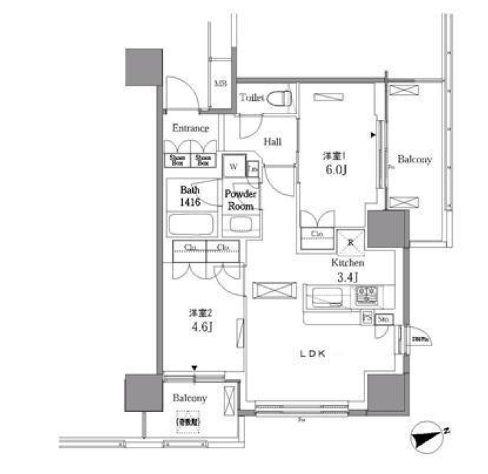 レジディアタワー目黒不動前　1004号室　間取り