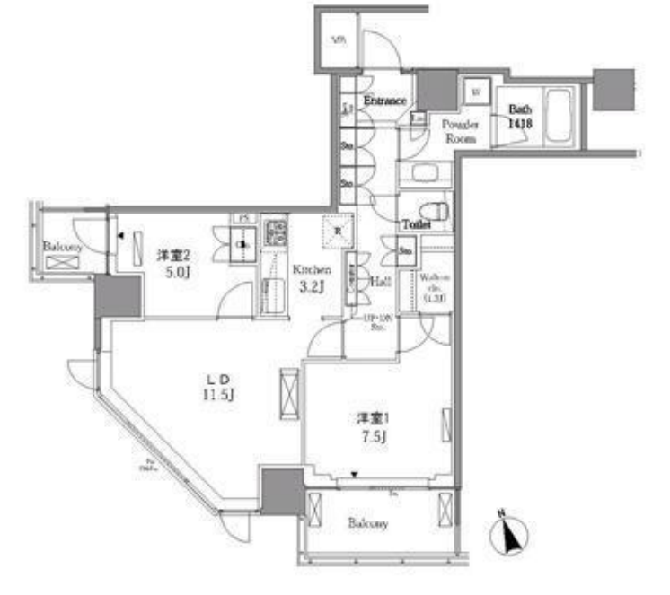 レジディアタワー目黒不動前　2310号室　間取り
