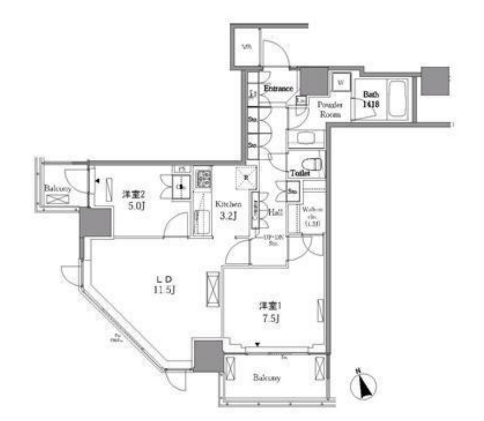 レジディアタワー目黒不動前　2510号室　間取り