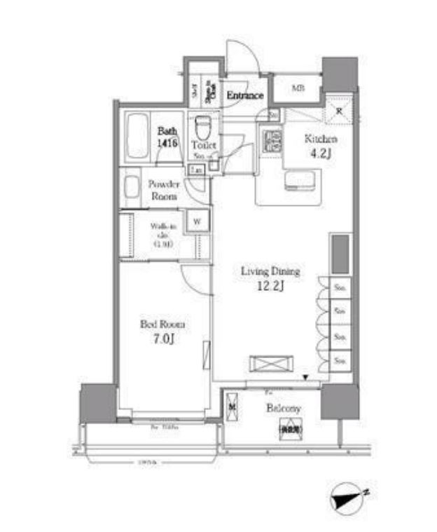 レジディアタワー目黒不動前　1405号室　間取り