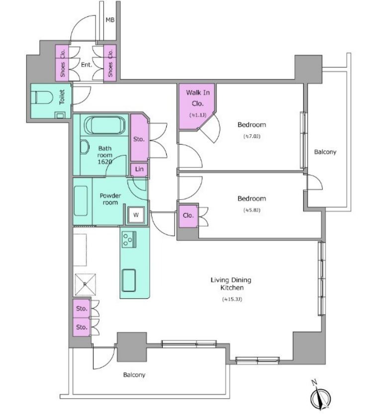 レジディアタワー目黒不動前　2608号室　間取り
