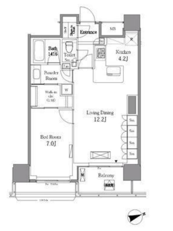 レジディアタワー目黒不動前　1405号室　間取り