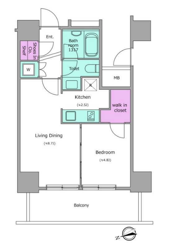 レジディアタワー目黒不動前　711号室　間取り