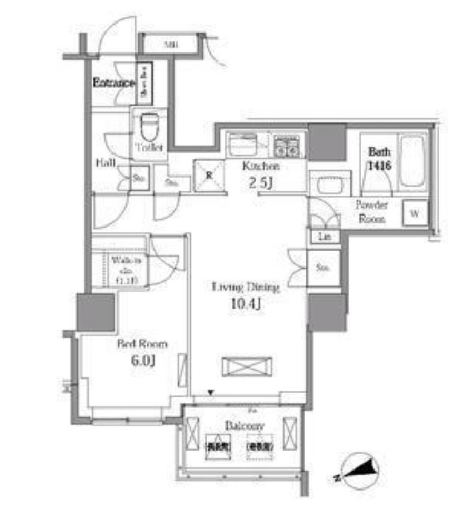レジディアタワー目黒不動前　2201号室　間取り