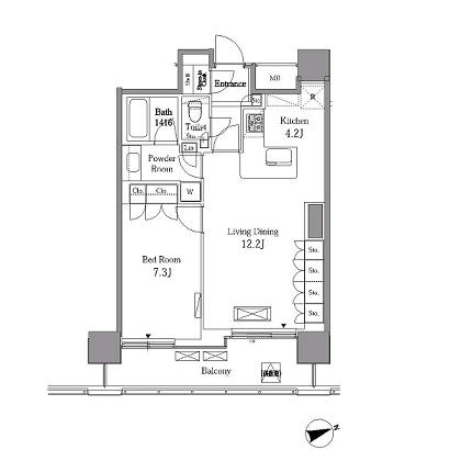 レジディアタワー目黒不動前　1005号室　間取り