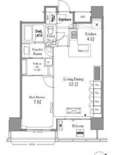 レジディアタワー目黒不動前　1405号室　間取り