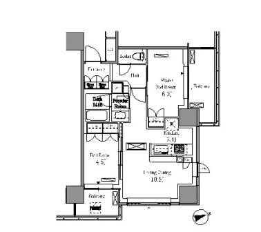 レジディアタワー目黒不動前　1704号室　間取り