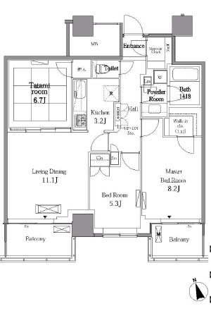 レジディアタワー目黒不動前　2010号室　間取り