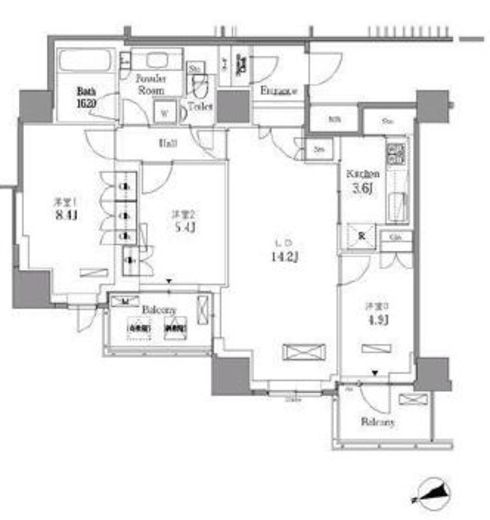 レジディアタワー目黒不動前　2312号室　間取り