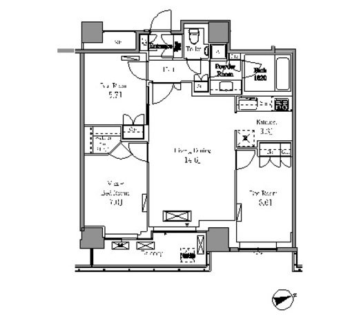 レジディアタワー目黒不動前　2505号室　間取り
