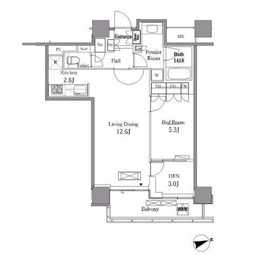 レジディアタワー目黒不動前　2706号室　間取り
