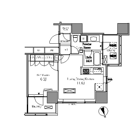 レジディアタワー目黒不動前　703号室　間取り