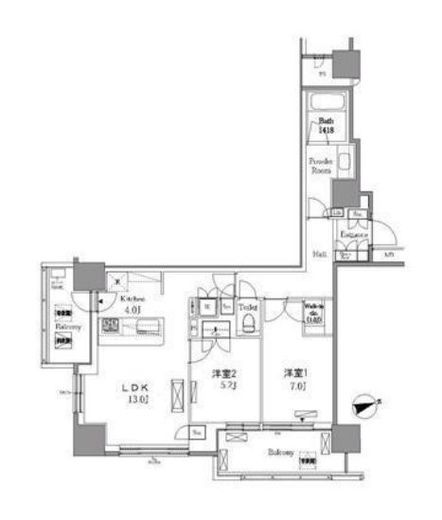 レジディアタワー目黒不動前　809号室　間取り