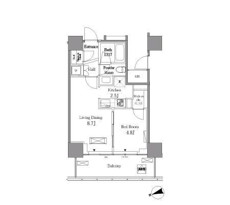 レジディアタワー目黒不動前　811号室　間取り