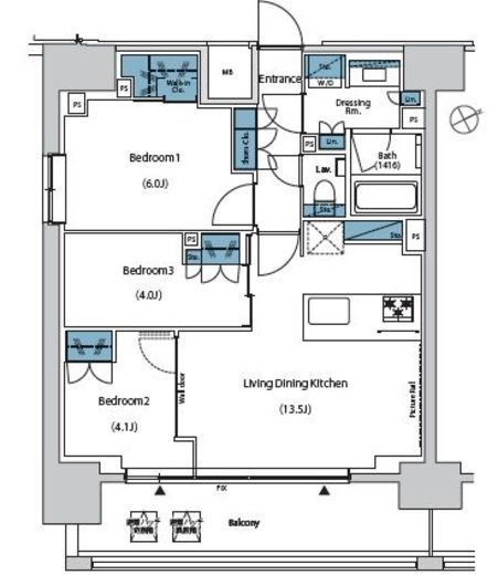 ザ・パークハビオ目白タワー　1804号室　間取り