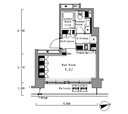 パークアクシス渋谷桜丘ウエスト　405号室　間取り