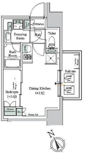 ONE ROOF RESIDENCE NISHI NIPPORI (ワンルーフレジデンス西日暮里)　1010号室　間取り