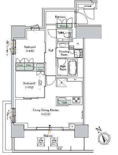 ONE ROOF RESIDENCE NISHI NIPPORI (ワンルーフレジデンス西日暮里)　1304号室　間取り