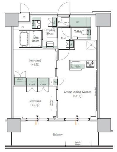ONE ROOF RESIDENCE NISHI NIPPORI (ワンルーフレジデンス西日暮里)　1406号室　間取り