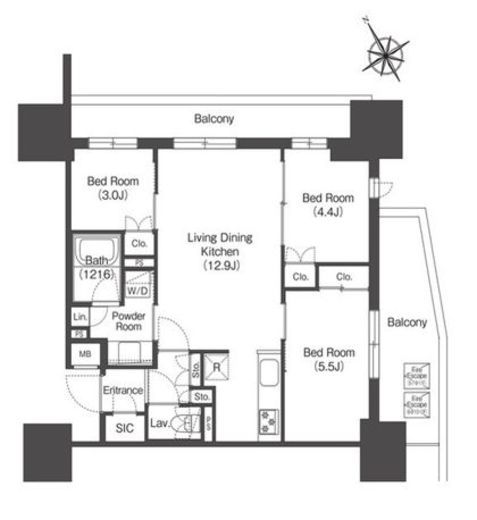 コンフォリア・リヴ板橋　1008号室　間取り