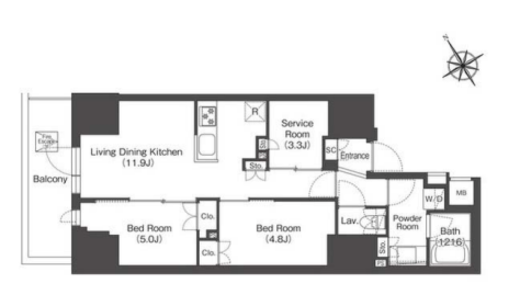 コンフォリア・リヴ板橋　1201号室　間取り