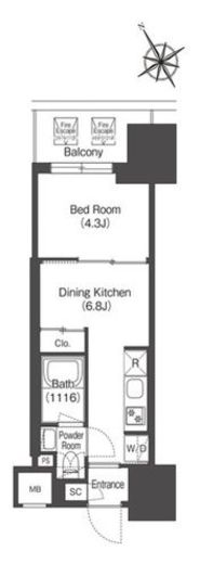 コンフォリア・リヴ板橋　1305号室　間取り