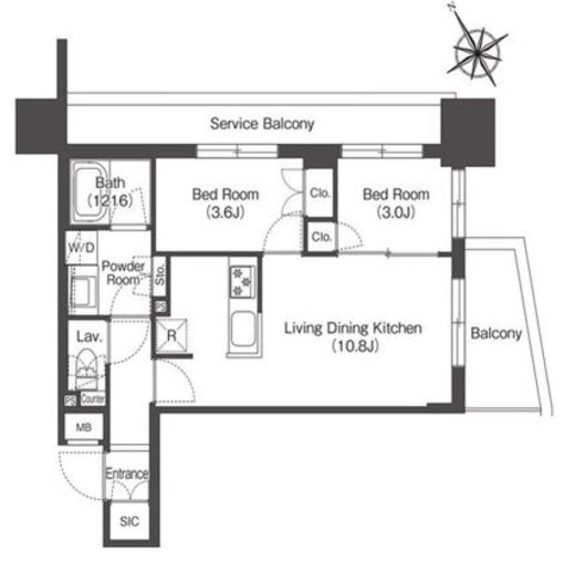 コンフォリア・リヴ板橋　1308号室　間取り