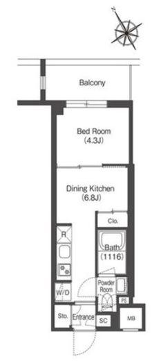 コンフォリア・リヴ板橋　604号室　間取り