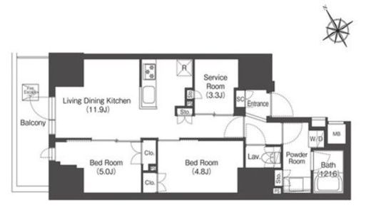 コンフォリア・リヴ板橋　801号室　間取り