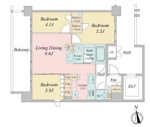 LiveCasa西台 (ライブカーサ西台)　1001号室　間取り