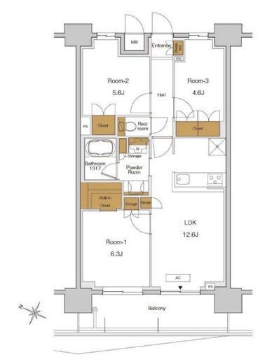 RJRプレシア東十条ガーデン　1208号室　間取り