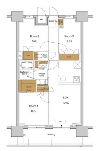 RJRプレシア東十条ガーデン　1307号室　間取り