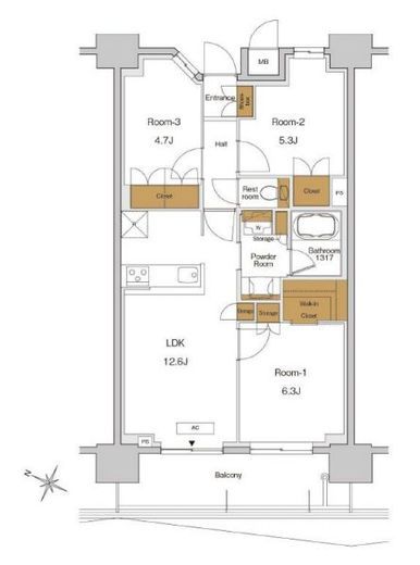 RJRプレシア東十条ガーデン　1401号室　間取り