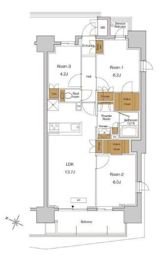 RJRプレシア東十条ガーデン　616号室　間取り