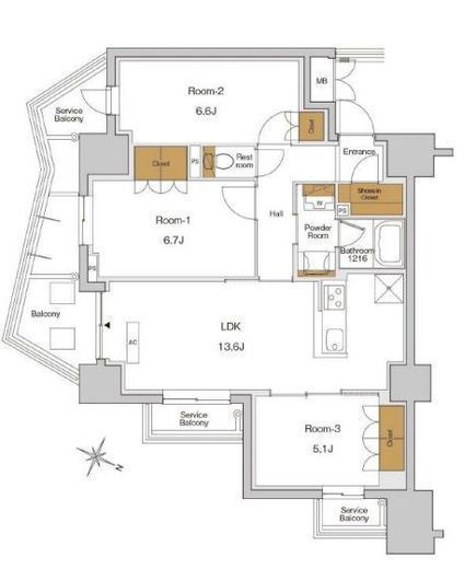 RJRプレシア東十条ガーデン　813号室　間取り