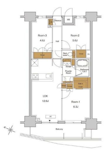 RJRプレシア東十条ガーデン　902号室　間取り