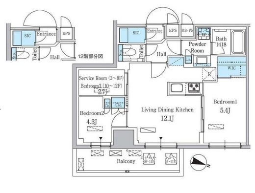 パークアクシス板橋本町ステーションゲート　701号室　間取り
