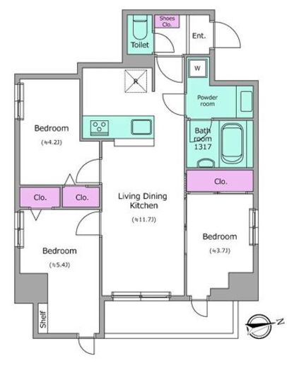 ドゥーエ日暮里Ⅲ　206号室　間取り