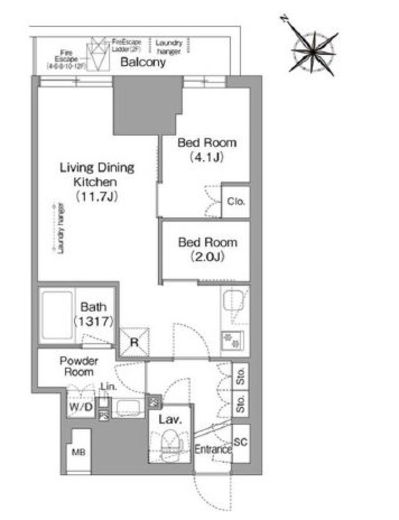 コンフォリア・リヴ東池袋　702号室　間取り