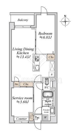 プライムガーデン赤塚　210号室　間取り