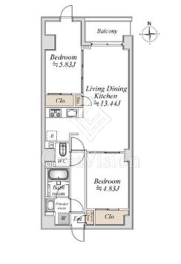 プライムガーデン赤塚　407号室　間取り