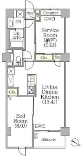 プライムガーデン赤塚　408号室　間取り