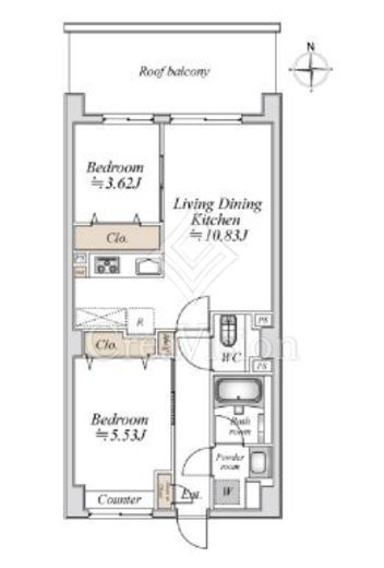 プライムガーデン赤塚　606号室　間取り