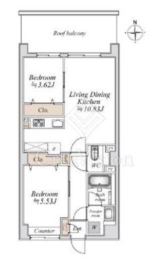 プライムガーデン赤塚　608号室　間取り