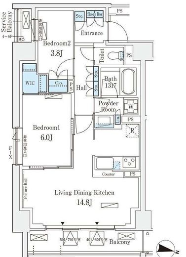 ロイヤルパークス赤羽サウス　401号室　間取り